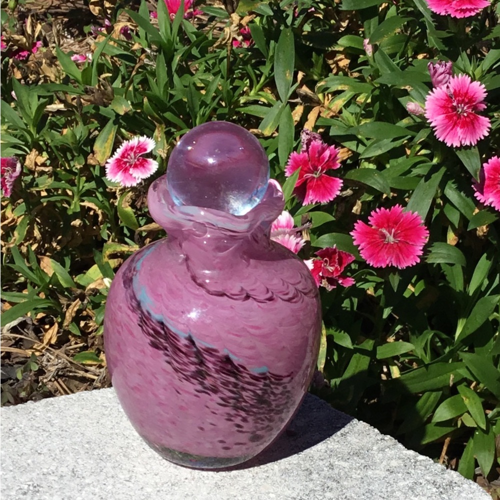 Vintage Handblown Ron Hinkles Dying Art Glassworks Perfume Bottle/Vase